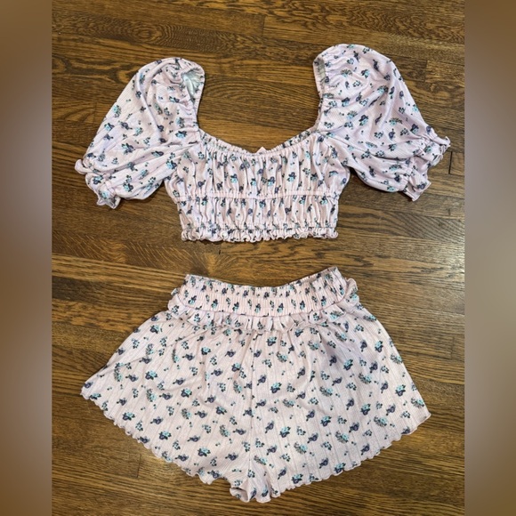 NWOT Never Worn For Love And Lemons Purple Pajama Set with Puff Sleeves Size XS - Picture 10 of 10